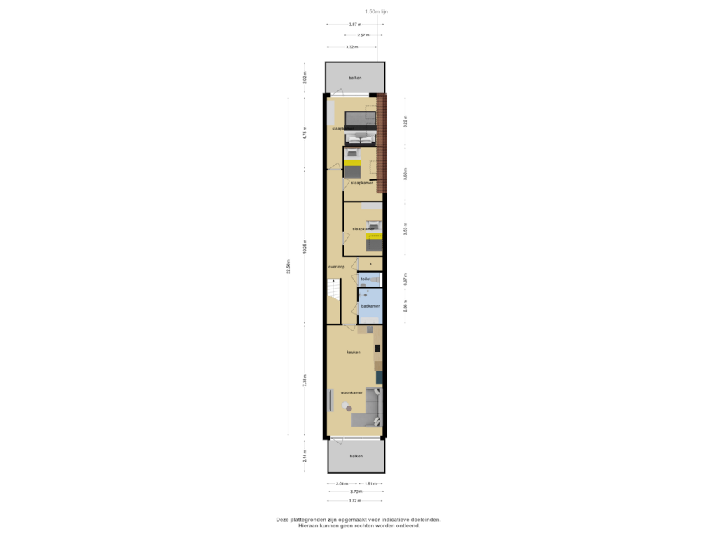 View floorplan of 1e verdieping of Ooster Boekelweg 50-C