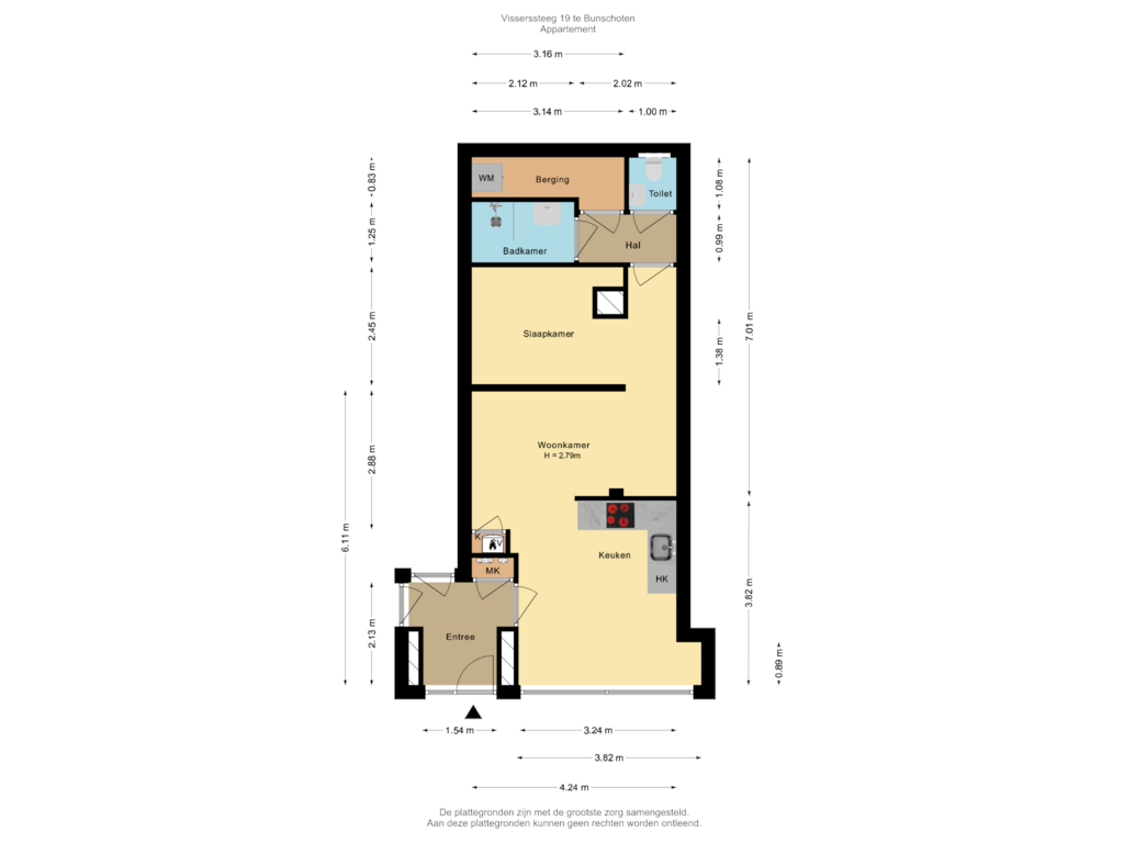 View floorplan of Appartement of Visserssteeg 19