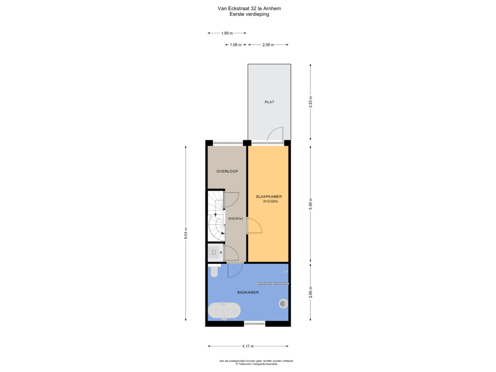 View floorplan of Eerste verdieping of Van Eckstraat 32