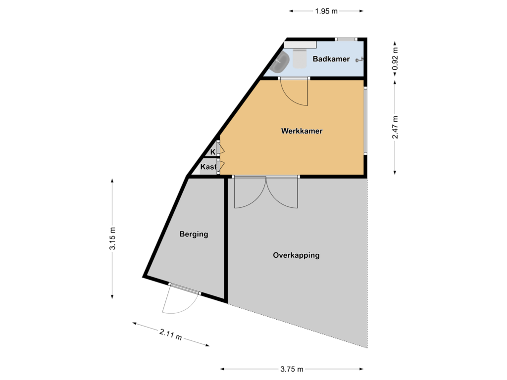 View floorplan of Gastenverblijf of Bloklaan 22-AZG01