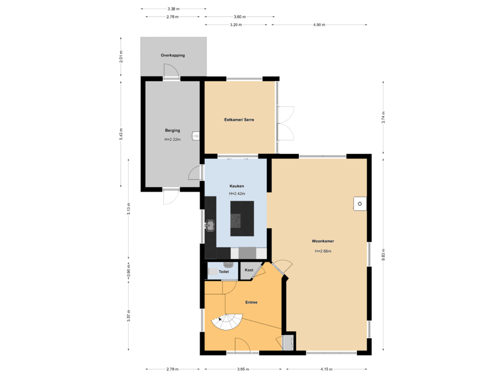 Bekijk plattegrond van Begane grond van Oosteinderweg 334