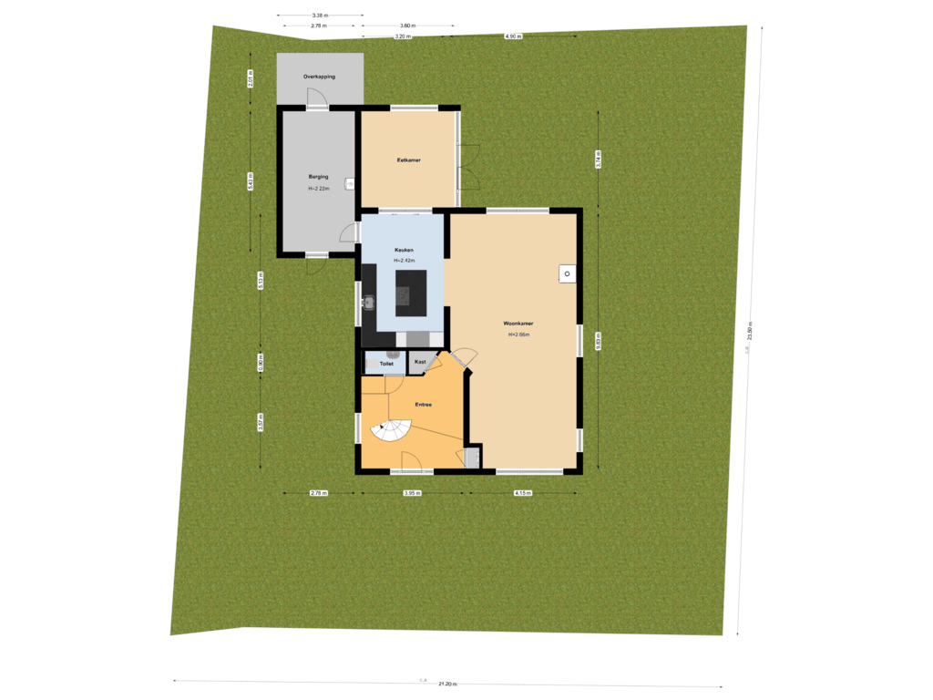 Bekijk plattegrond van Begane grond Perceel van Oosteinderweg 334