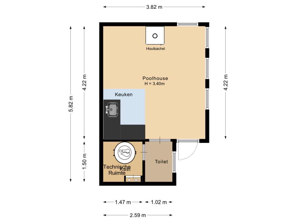 Bekijk plattegrond van Bijgebouw van Hoge Neerstraat 15