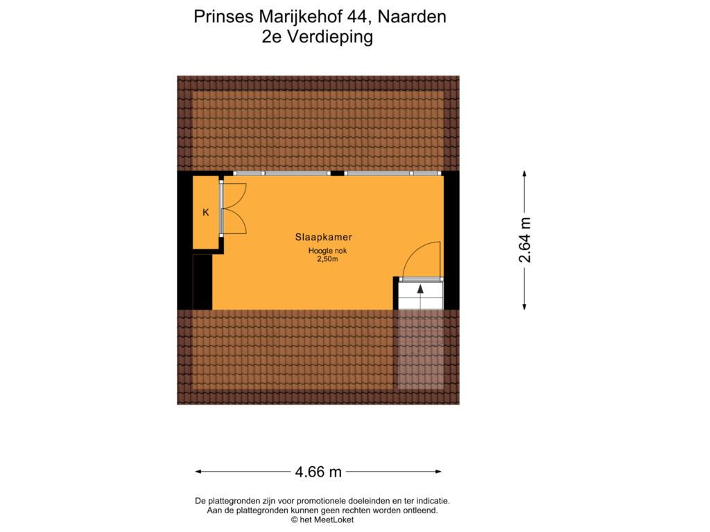 Bekijk plattegrond van 2e Verdieping van Prinses Marijkehof 44