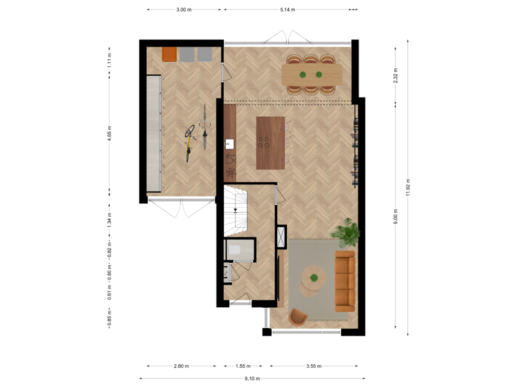 View floorplan of Begane grond of Pastoor Kuypersstraat 13-A