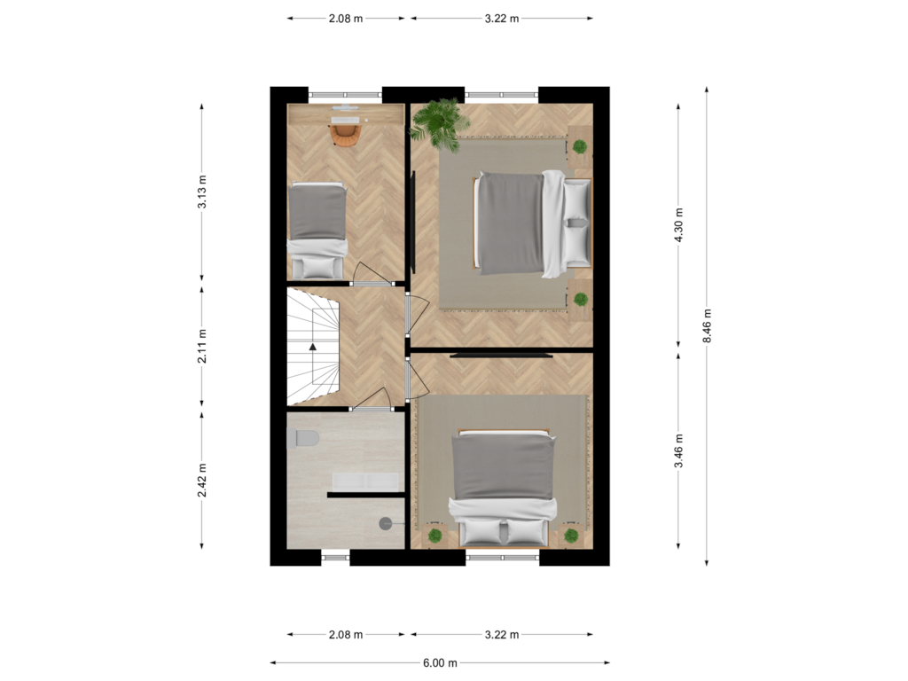 View floorplan of Eerste verdieping of Pastoor Kuypersstraat 13-A