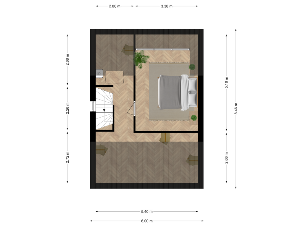 View floorplan of Tweede verdieping of Pastoor Kuypersstraat 13-A