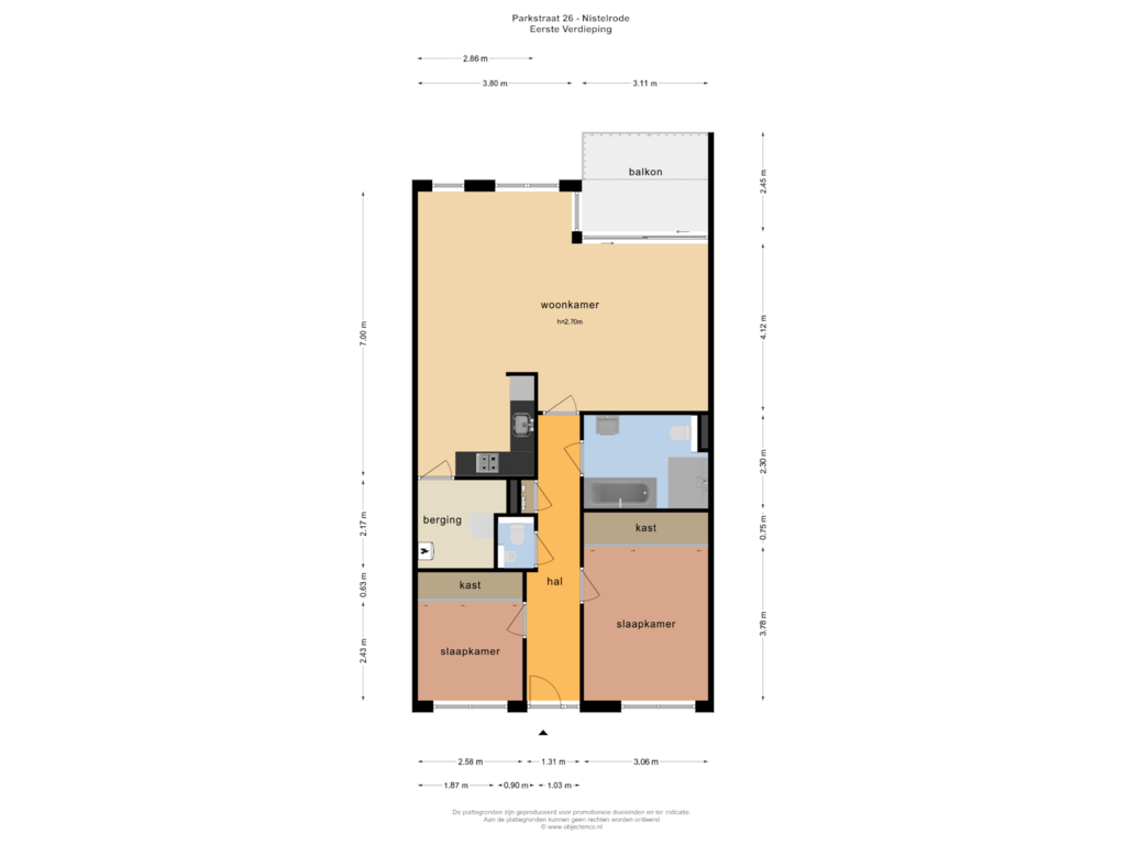 Bekijk plattegrond van EERSTE VERDIEPING van Parkstraat 26