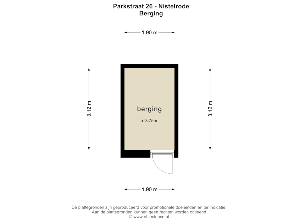 Bekijk plattegrond van BERGING van Parkstraat 26