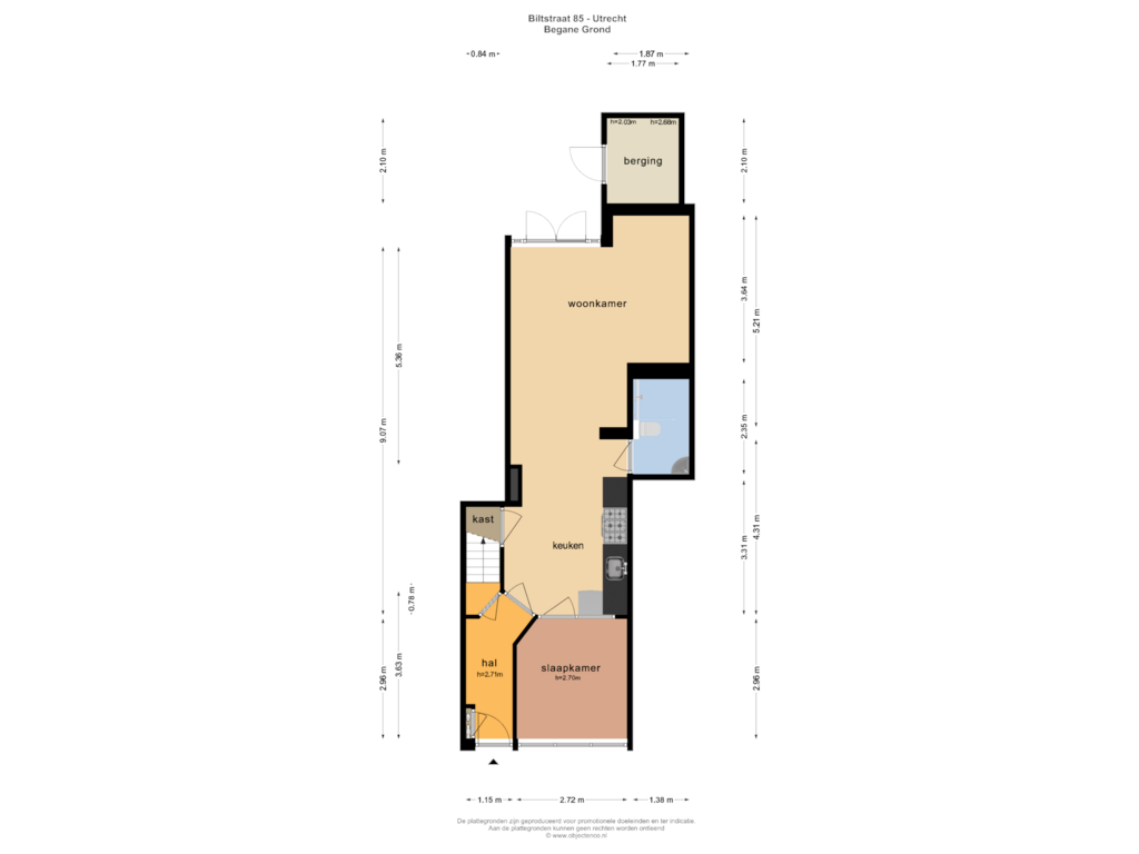 Bekijk plattegrond van BEGANE GROND van Biltstraat 85