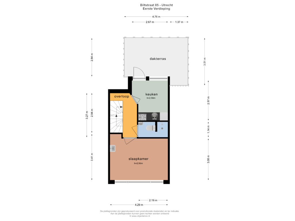 Bekijk plattegrond van EERSTE VERDIEPING van Biltstraat 85