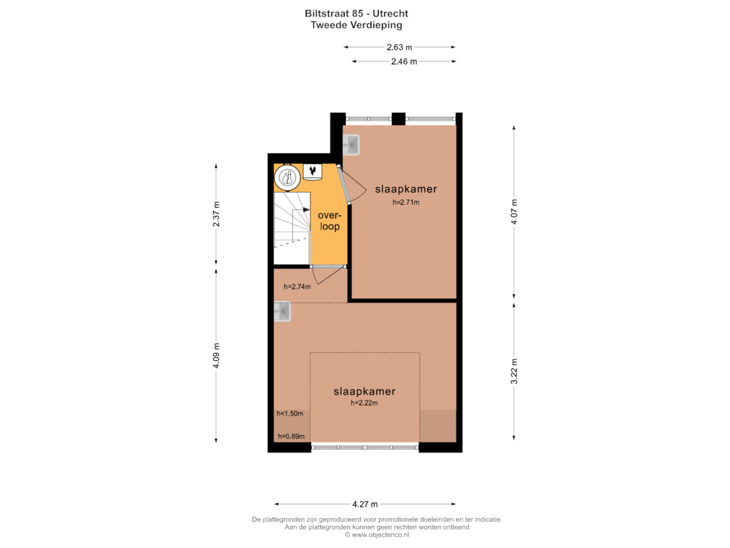 Bekijk plattegrond van TWEEDE VERDIEPING van Biltstraat 85