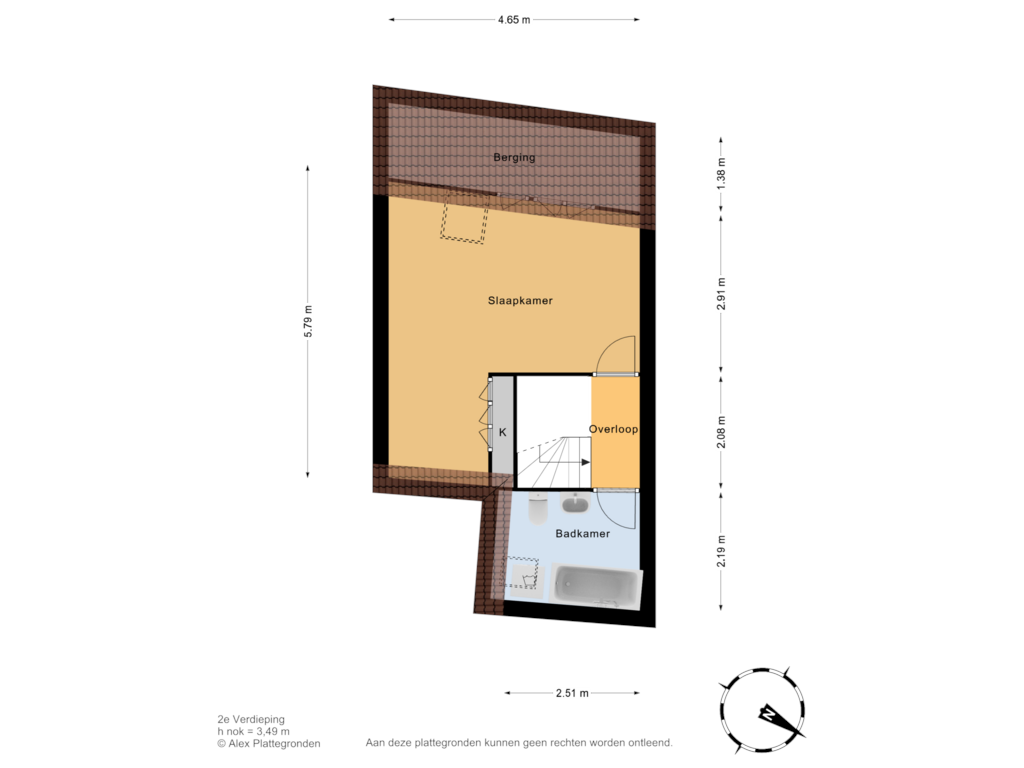 Bekijk plattegrond van 2e Verdieping van Oude Delft 91-M