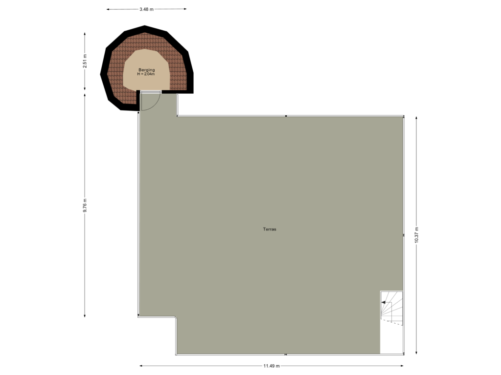 View floorplan of Dakterras of Jan van Henegouwenweg 39