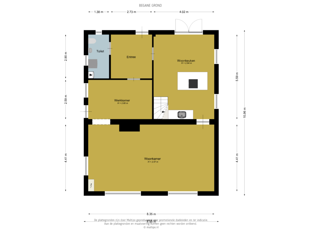 Bekijk plattegrond van Begane grond van Blankertseweg 9