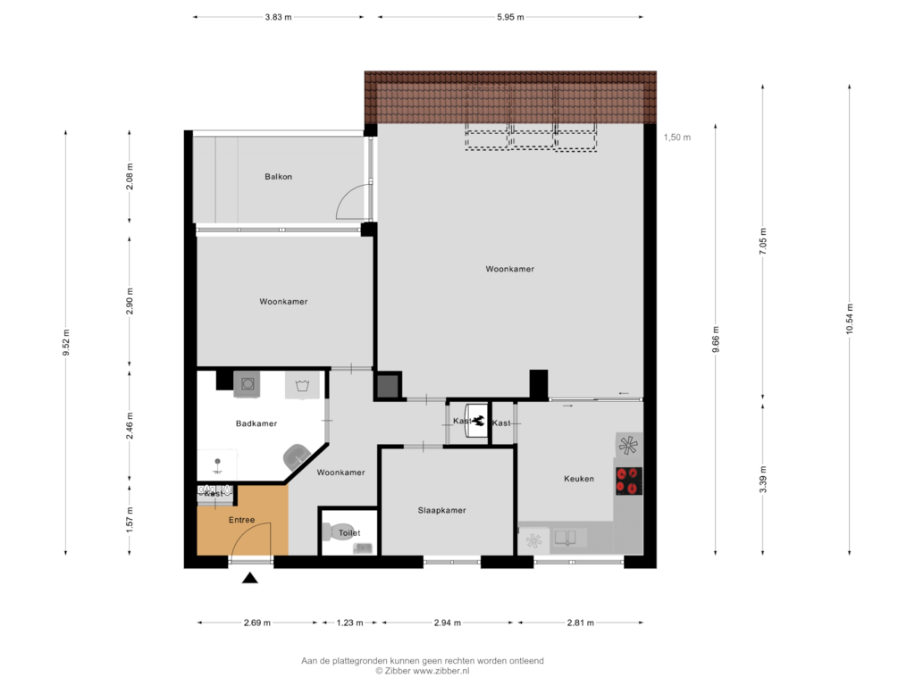 View floorplan of Appartement of Saskia van Uylenburchlaan 52