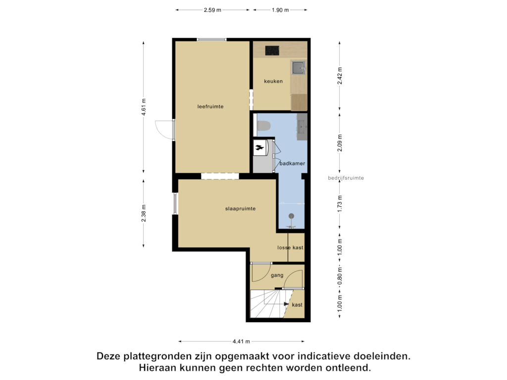 Bekijk plattegrond van Souterrain van Elandsgracht 4-1