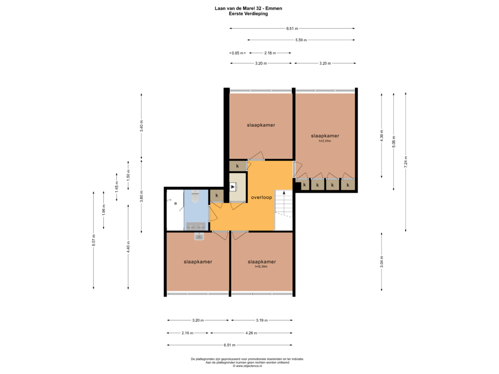 Bekijk plattegrond van EERSTE VERDIEPING van Laan van de Marel 32