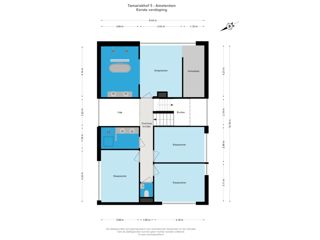 View floorplan of Eerste verdieping of Tamariskhof 5