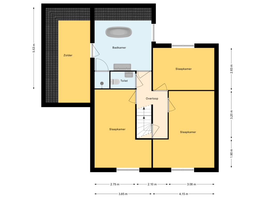 View floorplan of 1e Verdieping of Provencelaan 4