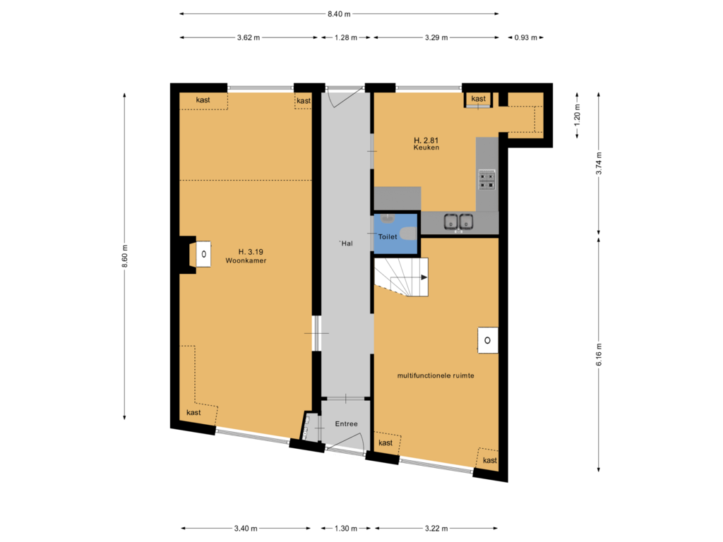 View floorplan of BG of Kloosterstraat 6