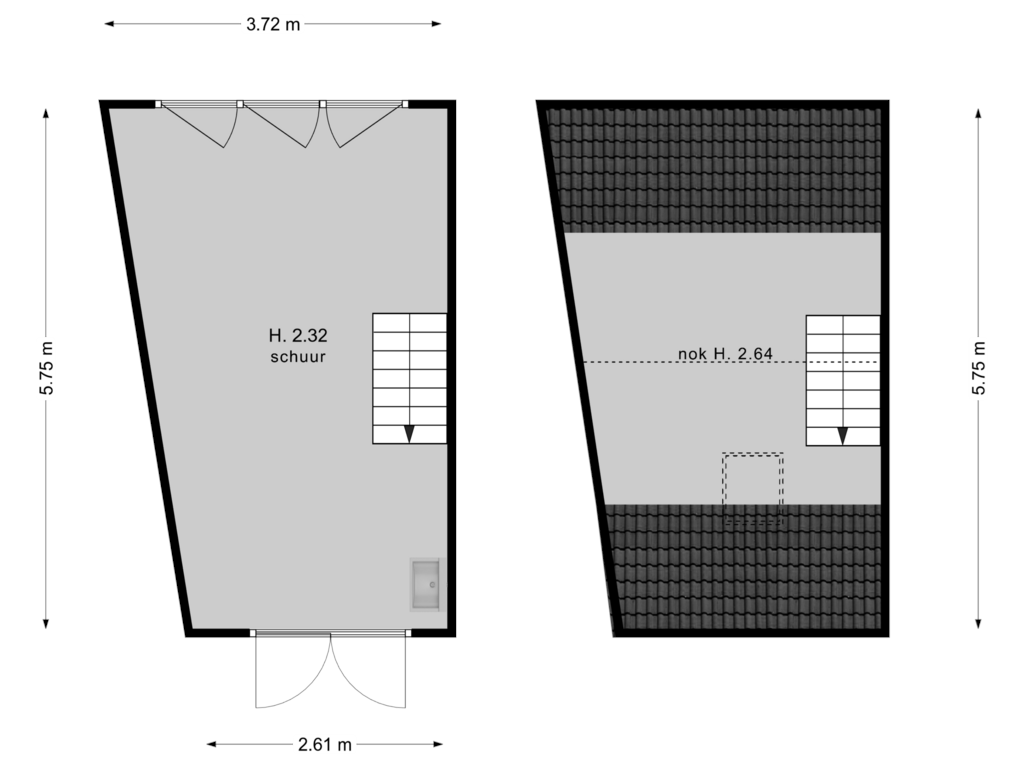 View floorplan of schuur of Kloosterstraat 6