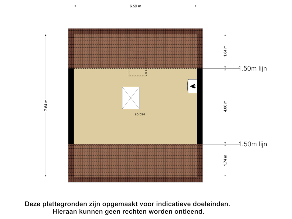 View floorplan of Zolder of Jacob Merlostraat 22-A