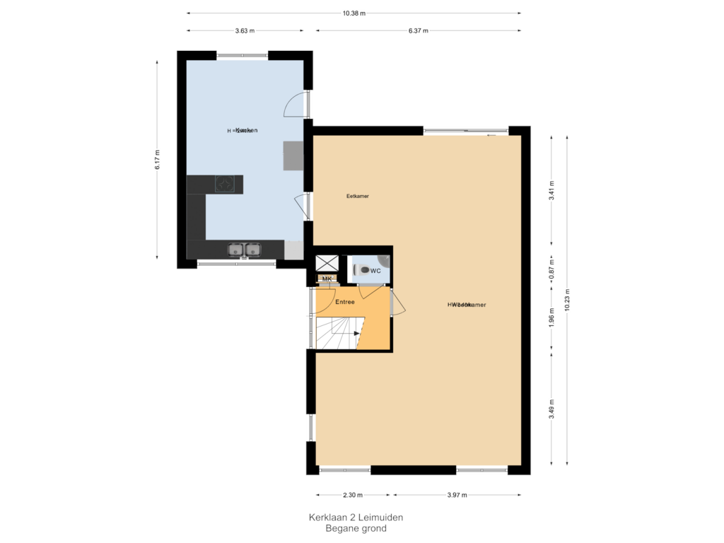 Bekijk plattegrond van Begane grond van Kerklaan 2