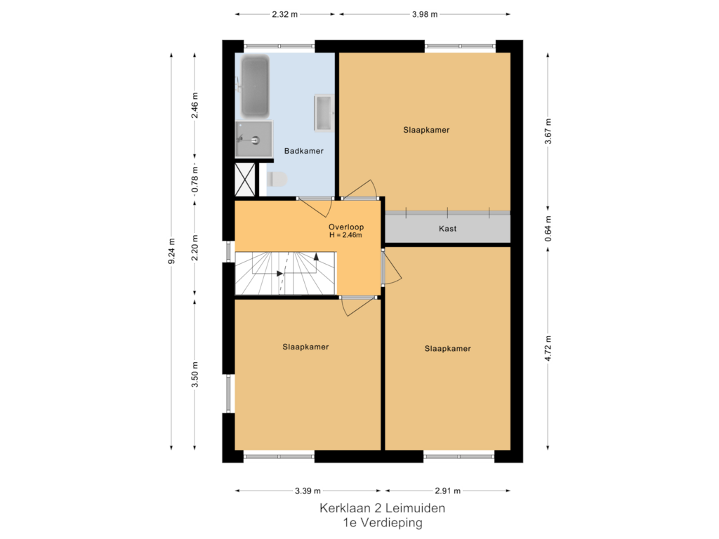 Bekijk plattegrond van 1e Verdieping van Kerklaan 2