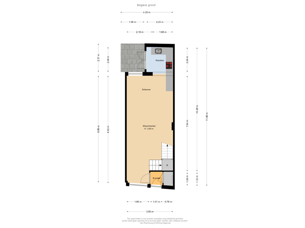 Bekijk plattegrond van Begane grond van Roomolenstraat 15