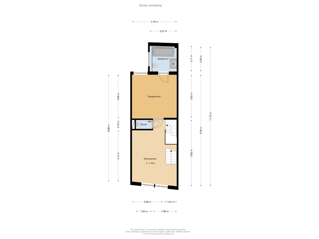 Bekijk plattegrond van Eerste verdieping van Roomolenstraat 15