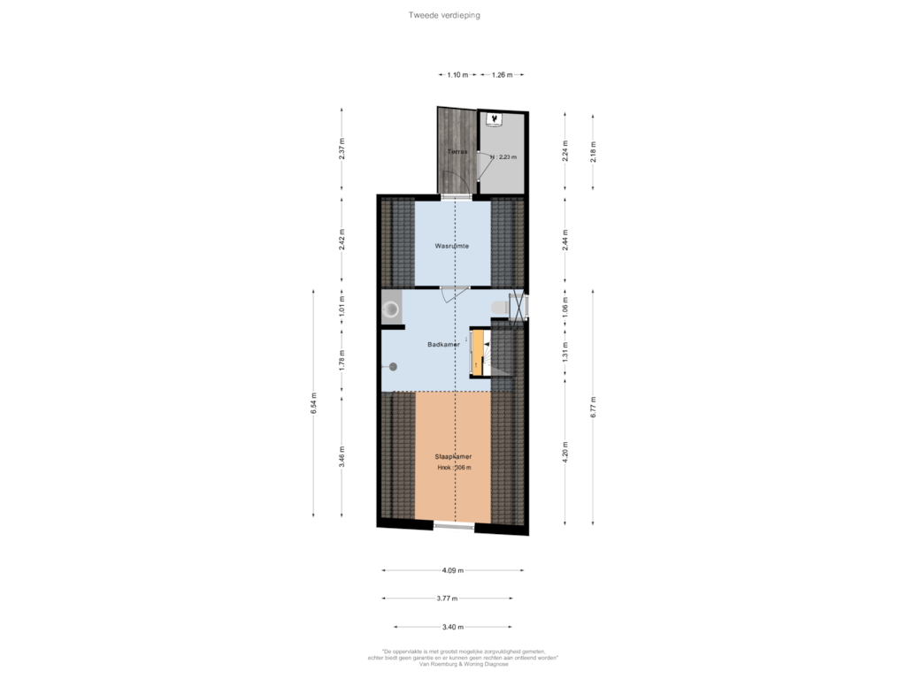 Bekijk plattegrond van Tweede verdieping van Roomolenstraat 15