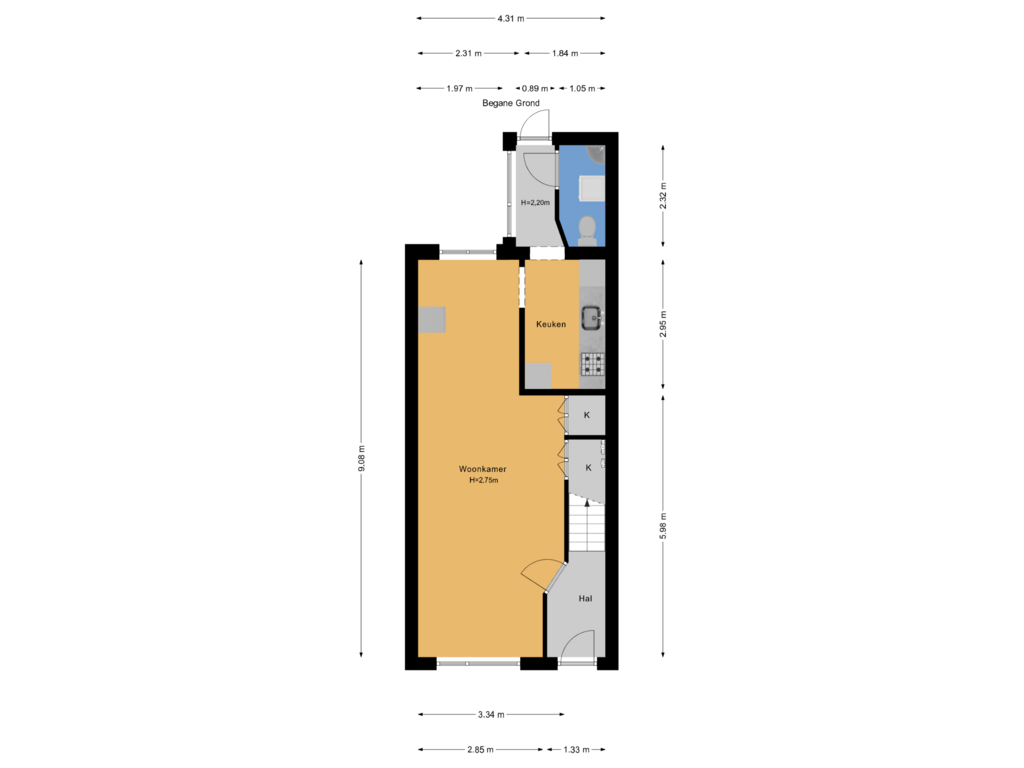 Bekijk plattegrond van Begane Grond van Spakenburgsestraat 9