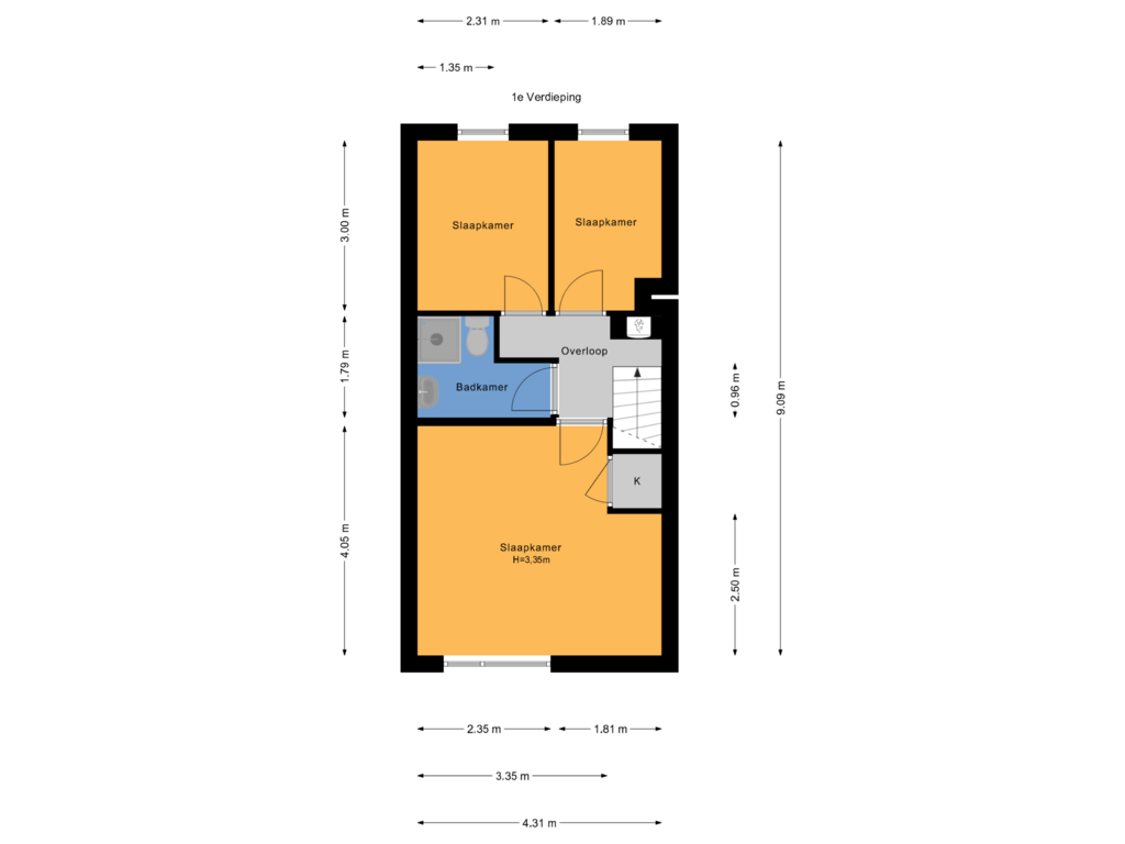 Bekijk plattegrond van 1e Verdieping van Spakenburgsestraat 9