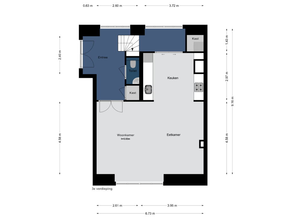 View floorplan of 3e verdieping of Joh.M. Coenenstraat 60