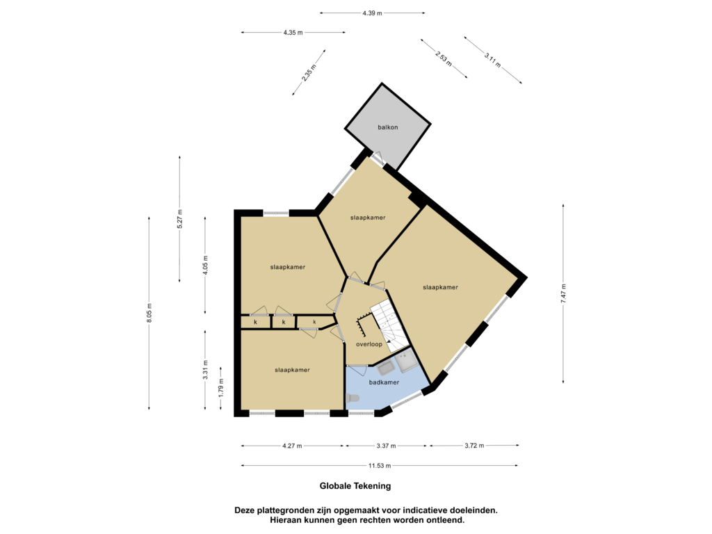 Bekijk plattegrond van 1e verdieping van Kruisstraat 51