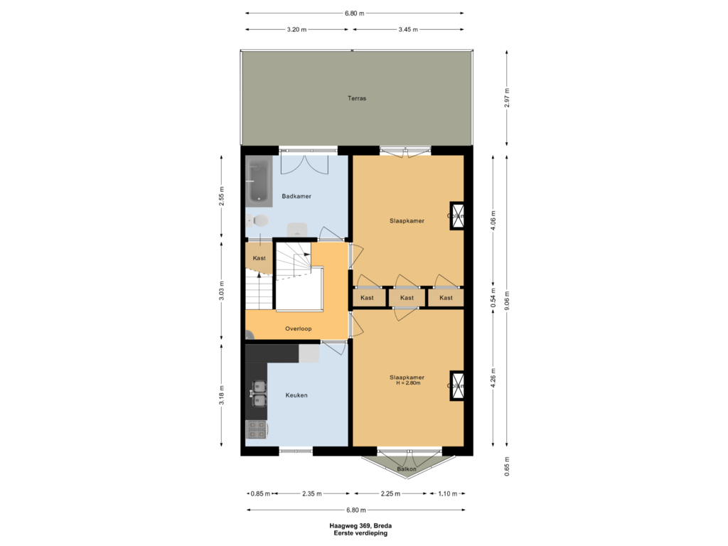 Bekijk plattegrond van Eerste verdieping van Haagweg 369