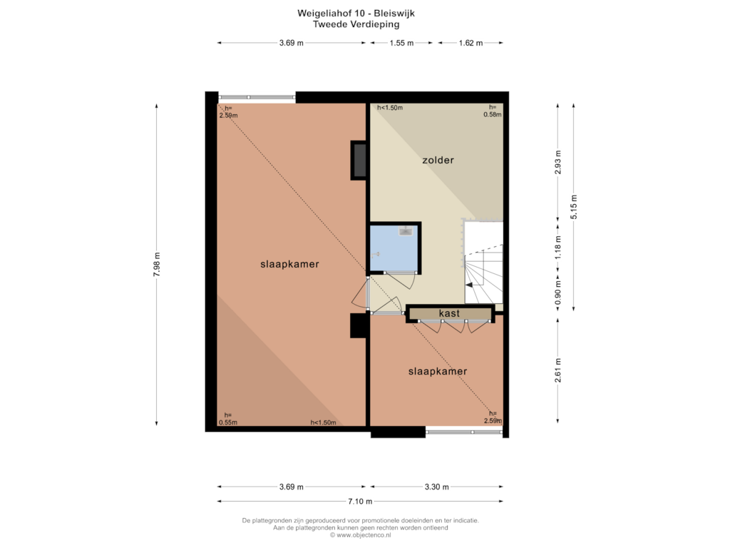 Bekijk plattegrond van TWEEDE VERDIEPING van Weigeliahof 10