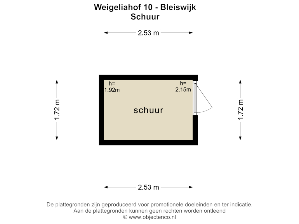 Bekijk plattegrond van SCHUUR van Weigeliahof 10