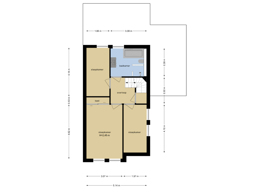 Bekijk plattegrond van Eerste Verdieping van Veldekestraat 18