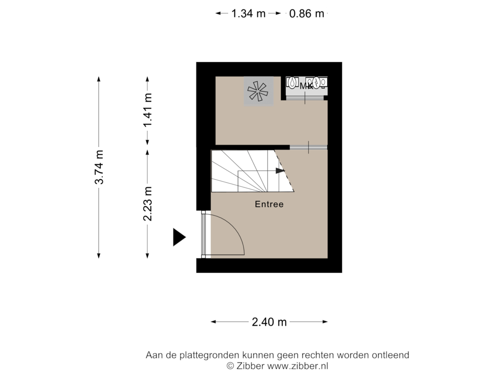 Bekijk plattegrond van Begane Grond van Overtoom 66-H