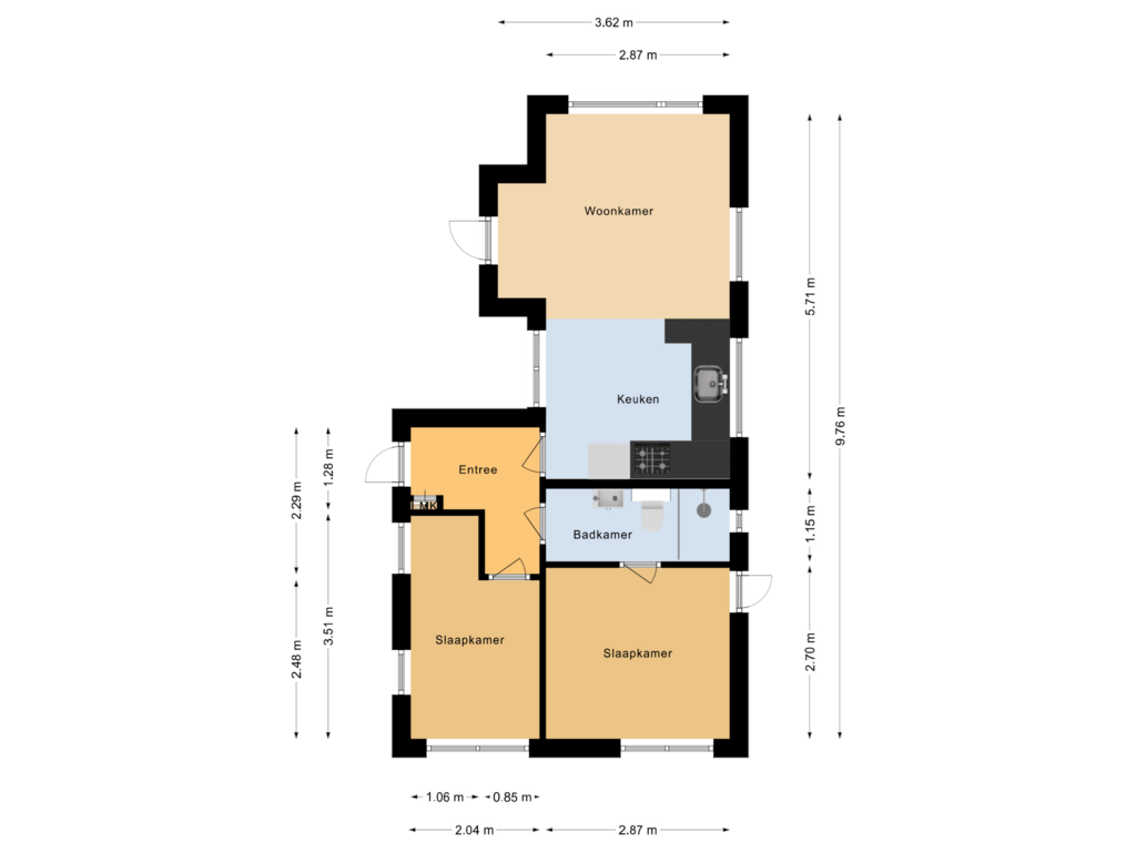 View floorplan of Begane grond of Koeweg 16-J36