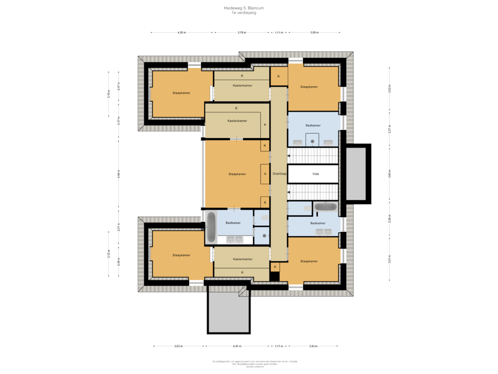 Bekijk plattegrond van 1e verdieping van Heideweg 5