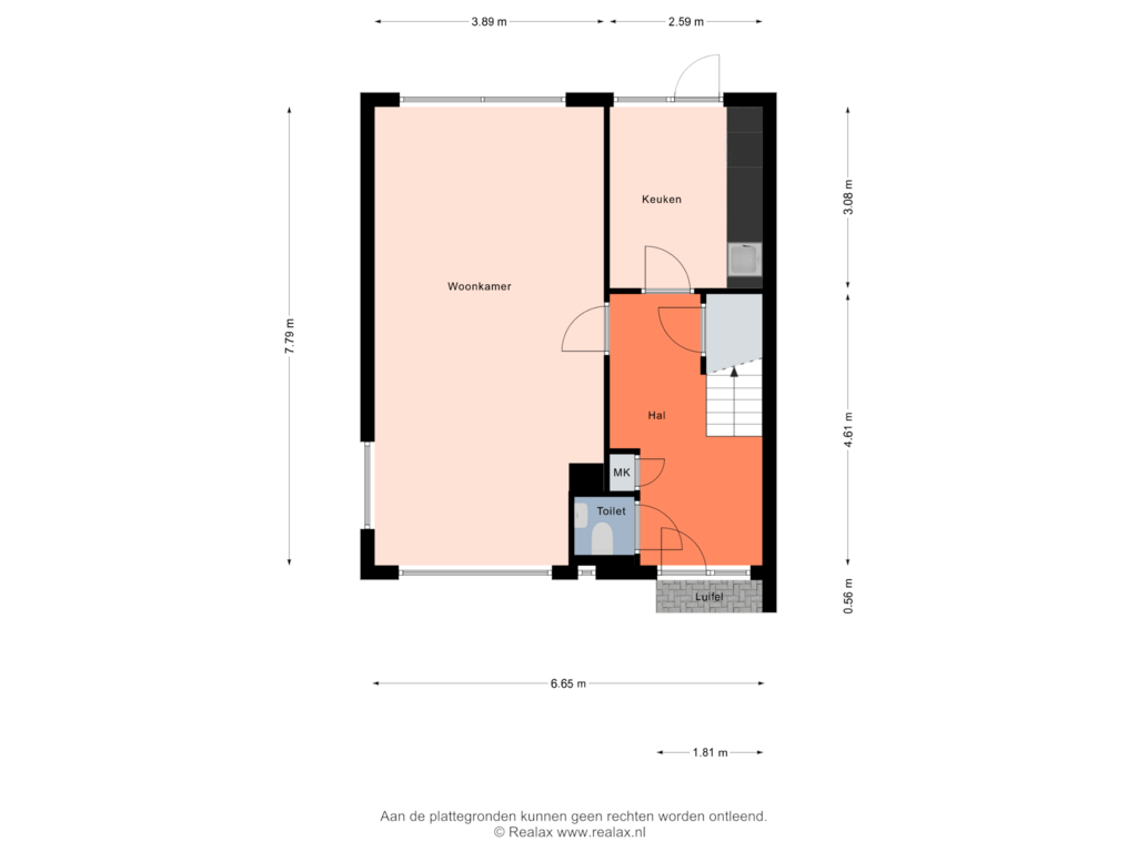 View floorplan of Begane grond of Groen van Prinsterersingel 51