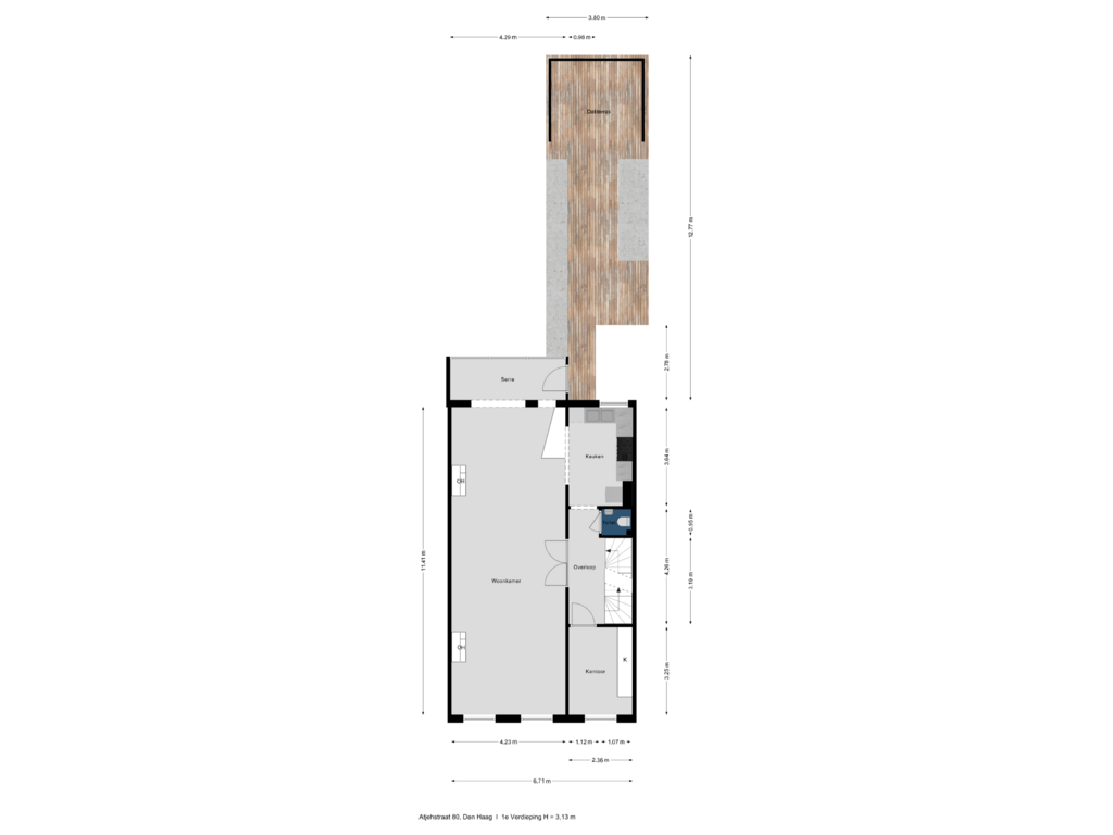 Bekijk plattegrond van 1e Verdieping van Atjehstraat 80