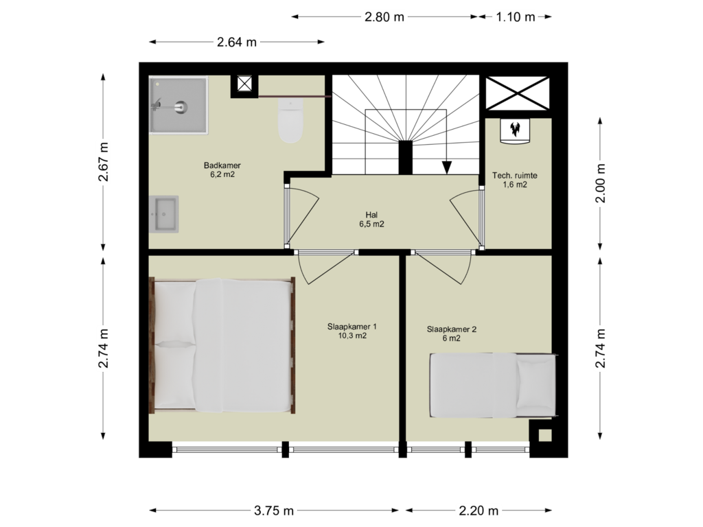 Bekijk plattegrond van Etage 3 van Maisonnette drielaags (Bouwnr. C.02.03)