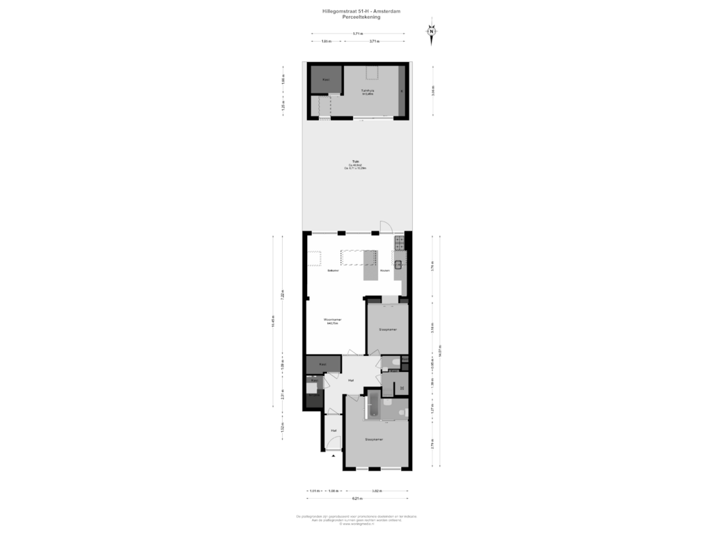 Bekijk plattegrond van Perceeltekening van Hillegomstraat 51-H