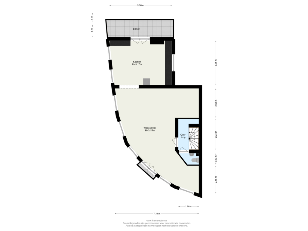 Bekijk plattegrond van Verdieping 1 van Noordendijk 31