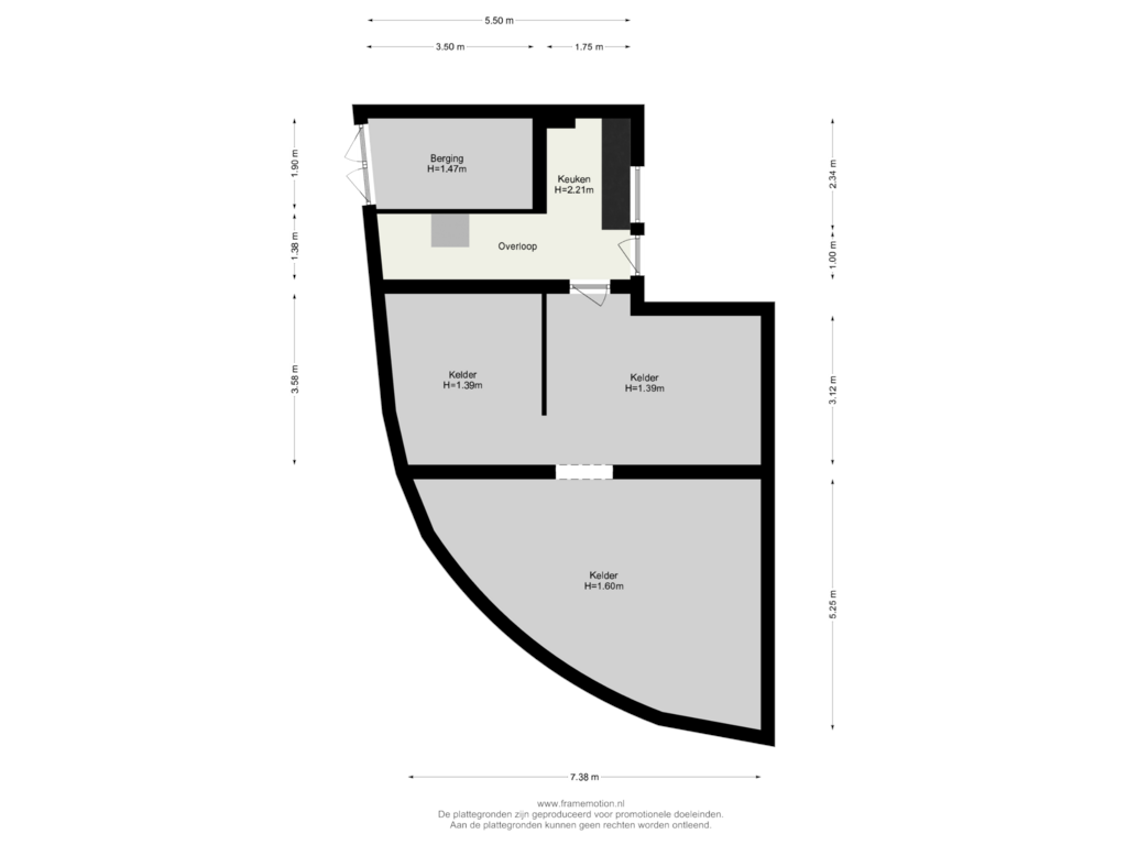 Bekijk plattegrond van Souterrain van Noordendijk 31