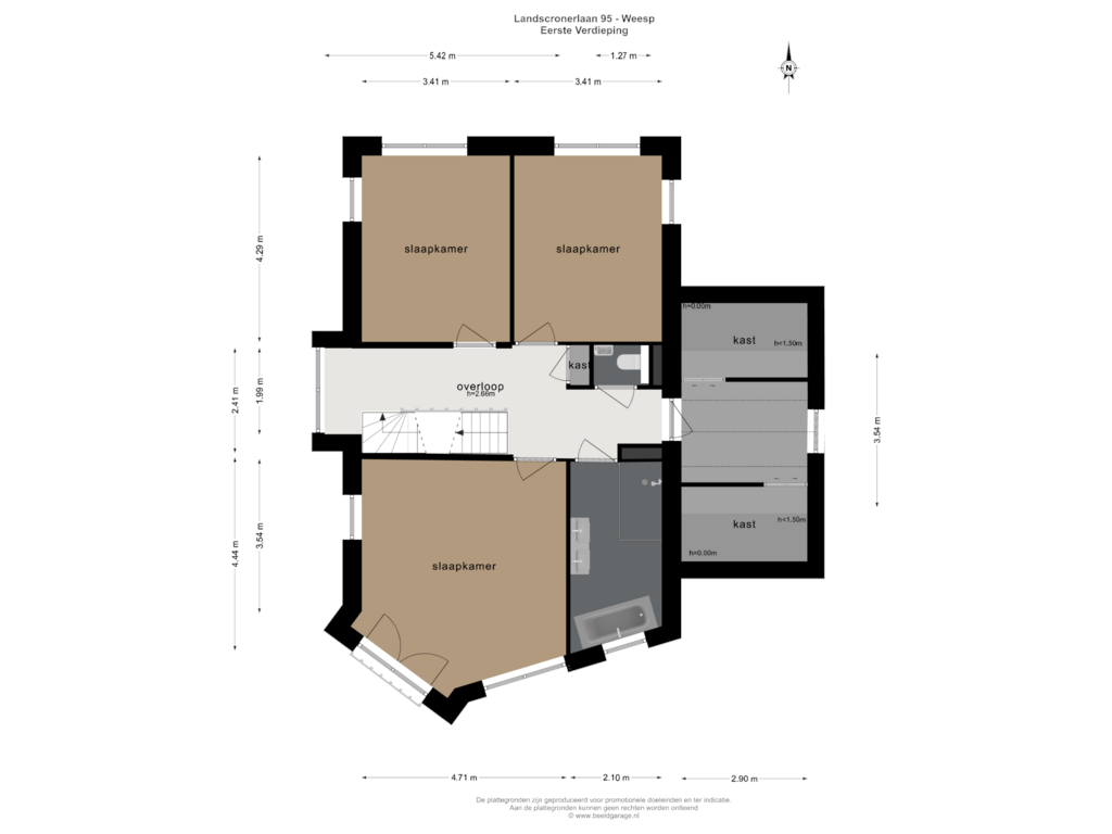 View floorplan of EERSTE VERDIEPING of Landscronerlaan 95